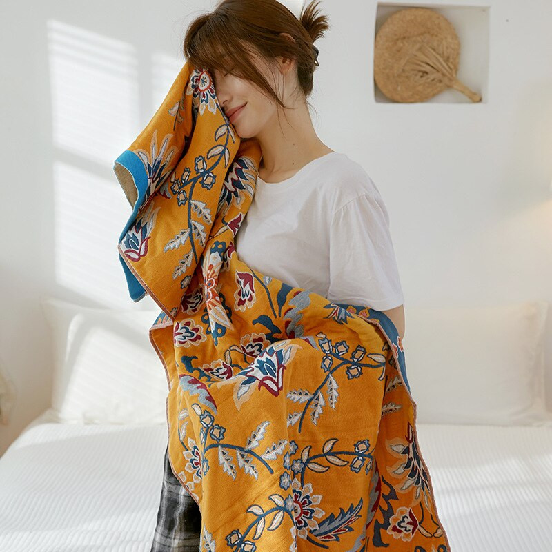 Halat de baie din tifon din bumbac pur cu patru straturi Prosop moale de duș pentru adulți Prosoape lave și saună Textile de casă pentru baie