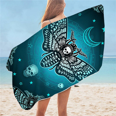 PatalynėOutlet Death Moth Vonios rankšluostis Mikropluošto Gothic Skull dušo rankšluostis suaugusiems Butterfly Yoga Mat Blue Star toalla 75x150cm