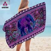 Elephant by Ismot Esha pentru fete prosop de baie hippie prosop de plajă din microfibră covoraș psihedelic pentru picnic 75 x 150 flori boho pătură de baie