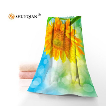 Нова персонализирана кърпа с принт на слънчоглед Памучни кърпи за лице/баня Микрофибърна тъкан за деца Мъже Жени Кърпи за душ