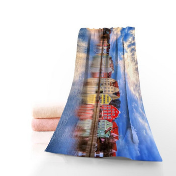 Памучни кърпи за лице/баня с принт на града и града Микрофибърна тъкан за деца Мъже Жени Кърпи за душ 70X140 см