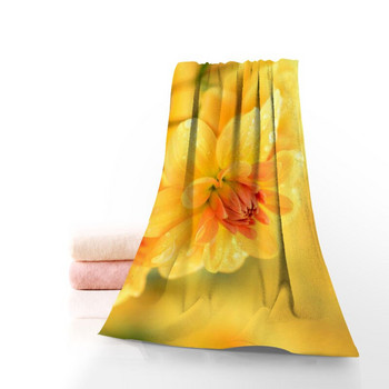 Памучни кърпи за лице/баня с печат на георгини Микрофибърна тъкан за деца Мъже Жени Кърпи за душ 70X140 см