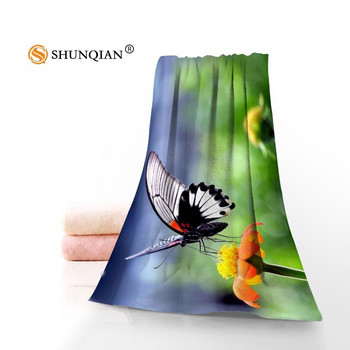 Νέα προσαρμοσμένη πετσέτα πεταλούδας εμπριμέ βαμβακερές πετσέτες προσώπου/μπάνιου ύφασμα μικροϊνών για παιδιά άνδρες γυναίκες Πετσέτες μπάνιου