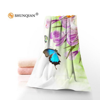 Нови памучни кърпи за лице/баня с печат на пеперуди от микрофибърна тъкан за деца Мъже Жени Кърпи за душ