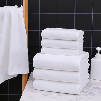 6 ΤΕΜ/ΣΕΤ Μαύρο λευκό βαμβακερό σετ πετσετών μπάνιου Πετσέτες ντους χοντρές προσώπου για μπάνιο στο σπίτι Ξενοδοχείο Ενήλικες Παιδιά toalha de banho, toalla