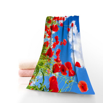 New Custom Flowers Poppies Towel Printed Βαμβακερές Πετσέτες Προσώπου/Μπάνιου Ύφασμα Microfiber για Παιδιά Ανδρικά Γυναικεία Πετσέτες μπάνιου 70X140cm