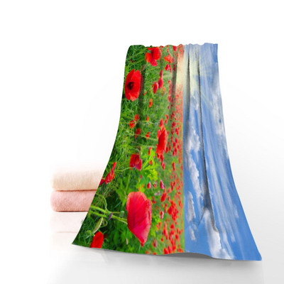 New Custom Flowers Poppies Towel Printed Βαμβακερές Πετσέτες Προσώπου/Μπάνιου Ύφασμα Microfiber για Παιδιά Ανδρικά Γυναικεία Πετσέτες μπάνιου 70X140cm