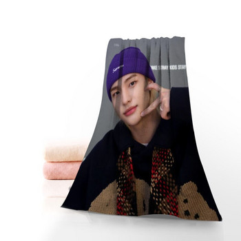 Нова персонализирана кърпа Hyunjin отпечатана памучна кърпа за лице/баня Микрофибърна тъкан за деца Мъже Жени Кърпи за душ 70X140cm