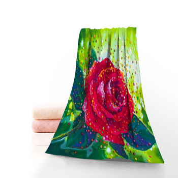 Τριαντάφυλλο Πετσέτα Ζωγραφικής Βαμβακερές Πετσέτες Προσώπου/Μπάνιου Ύφασμα Μικροϊνών για Παιδιά Ανδρικές Γυναικείες Πετσέτες μπάνιου 70X140cm