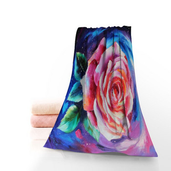 Памучни кърпи за лице/баня с рисунки на рози Микрофибърна тъкан за деца Мъже Жени Кърпи за душ 70X140 см