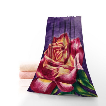 Памучни кърпи за лице/баня с рисунки на рози Микрофибърна тъкан за деца Мъже Жени Кърпи за душ 70X140 см