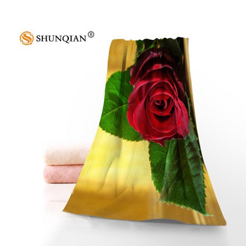 Нова персонализирана кърпа с щампа с червена роза Памучни кърпи за лице/баня Микрофибърна тъкан за деца Мъже Жени Кърпи за душ