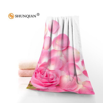 Нова персонализирана кърпа с щампа с червена роза Памучни кърпи за лице/баня Микрофибърна тъкан за деца Мъже Жени Кърпи за душ
