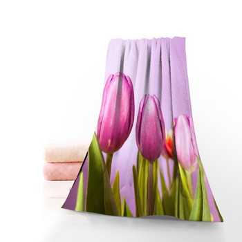 Tulips Towel Printed Βαμβακερές Πετσέτες Προσώπου/Μπάνιου Ύφασμα Μικροϊνών για Παιδιά Ανδρικές Γυναικείες Πετσέτες μπάνιου 70X140cm