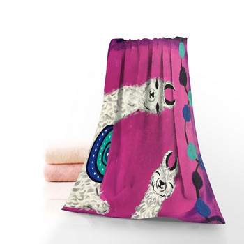 Памучни кърпи за лице/баня с принт на алпака Микрофибърна тъкан за деца Мъже Жени Кърпи за душ 70X140 см