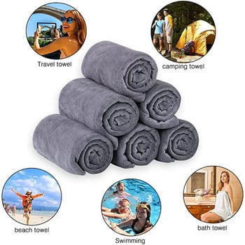 микрофибърна кърпа за баня, бързосъхнеща, мултифункционална кърпа за плуване, фитнес, спорт, йога, сива кърпа