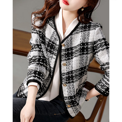 Geaca dama in carouri - cu nasturi