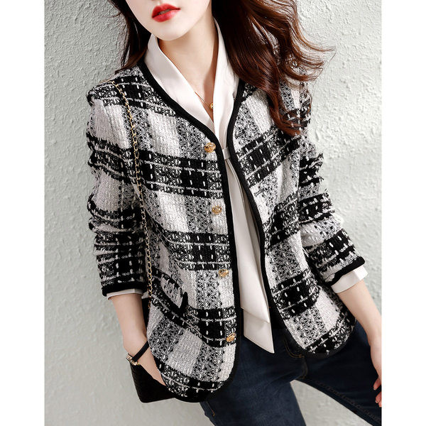 Geaca dama in carouri - cu nasturi