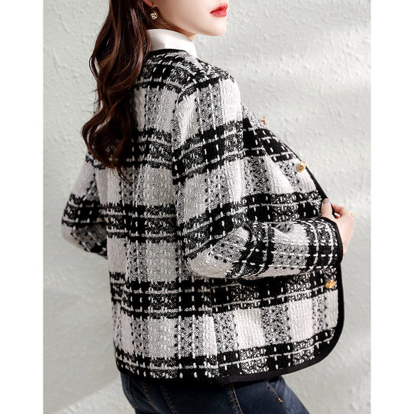 Geaca dama in carouri - cu nasturi