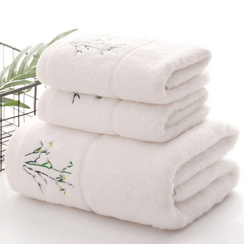 2/4 τμχ/Σετ πετσέτες μπάνιου από ίνες μπαμπού Απλή κεντημένη πετσέτα χεριών με ισχυρή απορρόφηση νερού Μαλακές πετσέτες μπάνιου υψηλής ποιότητας