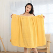 Elasztikus, állítható, hordható fürdőköpeny, mikroszálas, gyorsan száradó puha fürdőlepedő nőknek, kiváló minőségű csíkos szauna spa hajtörlő készlet