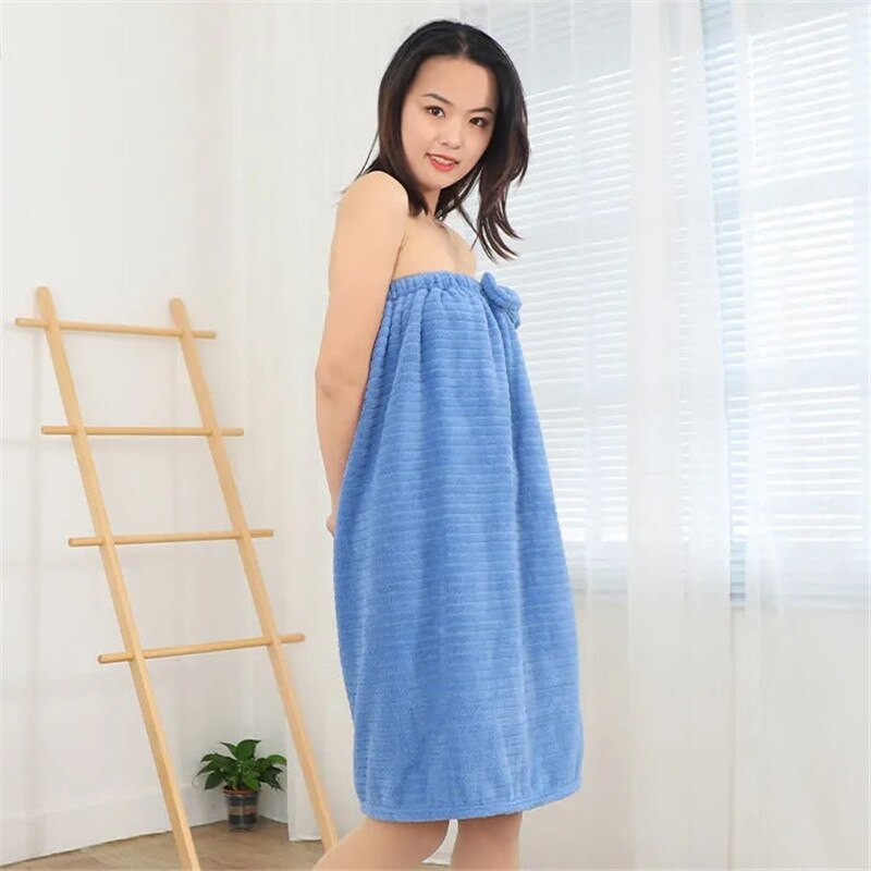 Elasztikus, állítható, hordható fürdőköpeny, mikroszálas, gyorsan száradó puha fürdőlepedő nőknek, kiváló minőségű csíkos szauna spa hajtörlő készlet