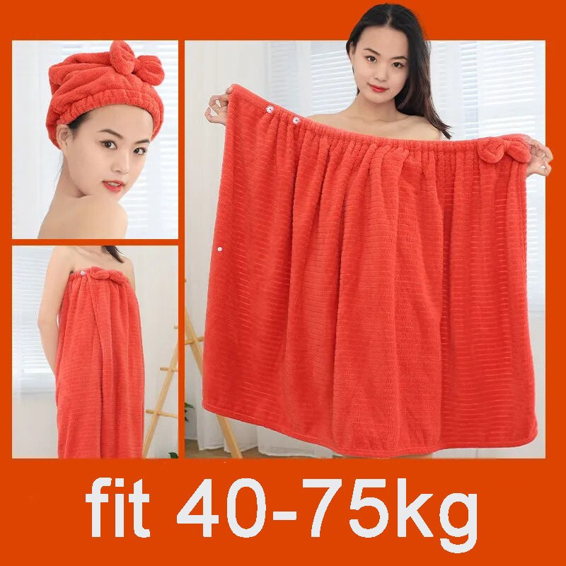 Elasztikus, állítható, hordható fürdőköpeny, mikroszálas, gyorsan száradó puha fürdőlepedő nőknek, kiváló minőségű csíkos szauna spa hajtörlő készlet