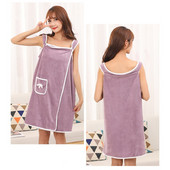 Nova kupaća suknja od koraljnog flisa Slatka mašna za kupaonski ručnik Suknja za kupanje s džepovima Mekana debela upijajuća limenka Nosivi ručnici za kupanje s otvorenim ramenima