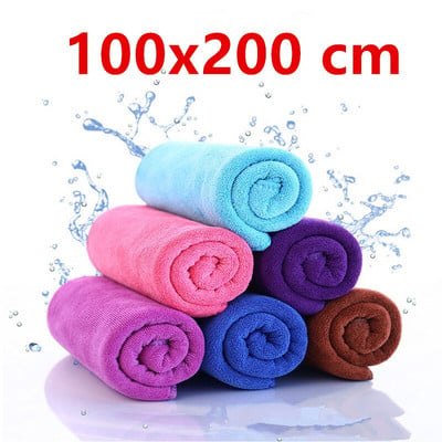 Микрофибърна кърпа за баня, 100X200 см - Екстра абсорбираща, бързо съхнеща, многофункционална за плуване, фитнес, спорт, йога, сива