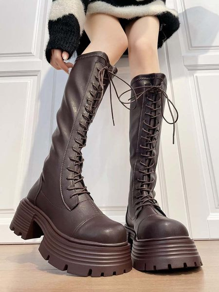 Cizme de damă casual cu șireturi cu toc