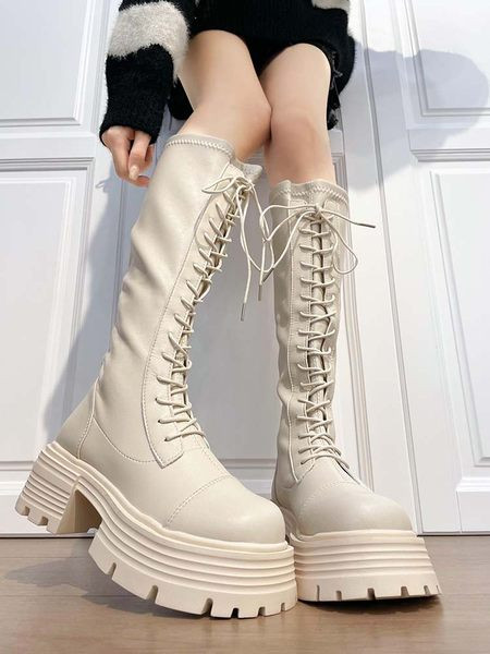 Cizme de damă casual cu șireturi cu toc