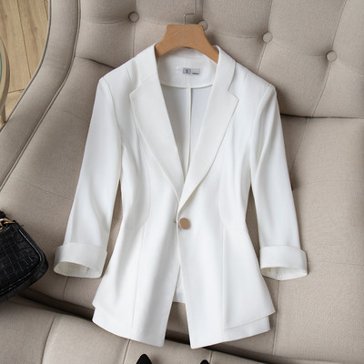 Jachetă modernă de damă cu decolteu ascuțit și mâneci 3/4