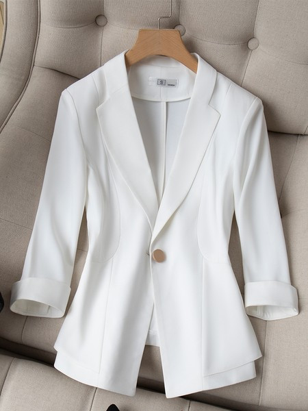 Jachetă modernă de damă cu decolteu ascuțit și mâneci 3/4