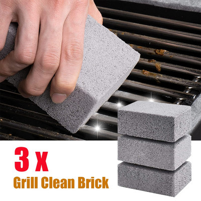 3бр. Grill Clean Brick Grill Stone Cleaning Block for Flat Top Grills Griddles Решетка и Grill Grate Cleaner Ефективно премахване