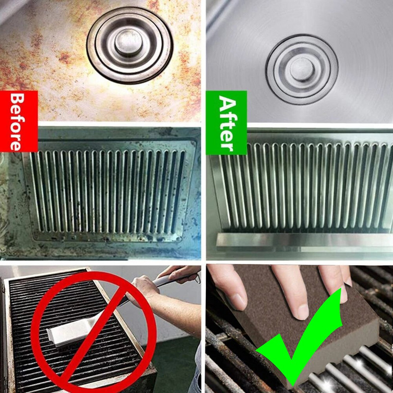 2/4/6/8GAB grila tīrīšanas ķieģeļu bloki bārbekjū tīrīšanas akmeņi grila plaukti traipi tauku tīrītājs bloks virtuves rūsas noņemšanai