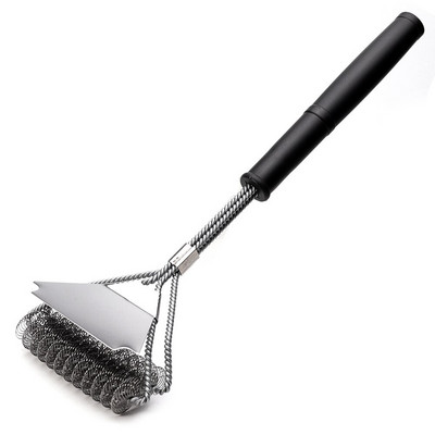 Saugus grilio šepetys – be šerių – rūdims atsparus nerūdijančio plieno kepsnių valiklis – puikūs kepimo priedai