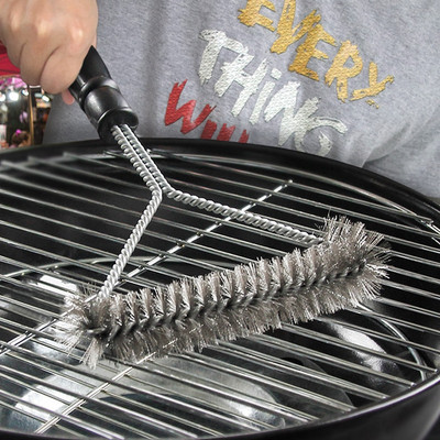 Köögitarvikud BBQ-grill-grillkomplekt Puhastushari roostevabast terasest toiduvalmistamise tööriistad Traatharjased Kolmnurksed puhastusharjad