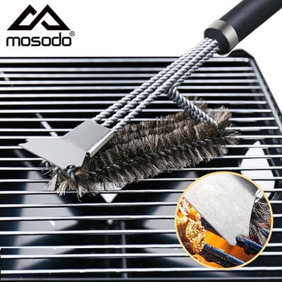 Mosodo BBQ Grill Brush Cleaning Scraper Barbecue Cleaner συρμάτινες βούρτσες Εργαλεία από ανοξείδωτο χάλυβα για όλους τους τύπους γκριλ Αξεσουάρ μπάρμπεκιου