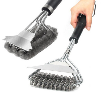 2022 Steel BBQ Brush Grill and Scraper BBQ Cleaner Brush Perfect Tools Grill Cleaning Brush Ideal αξεσουάρ μπάρμπεκιου