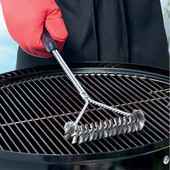 Grill rugós kefe 12 hüvelykes egyfejű rozsdamentes acél grilltisztító kefe grillező eszköz