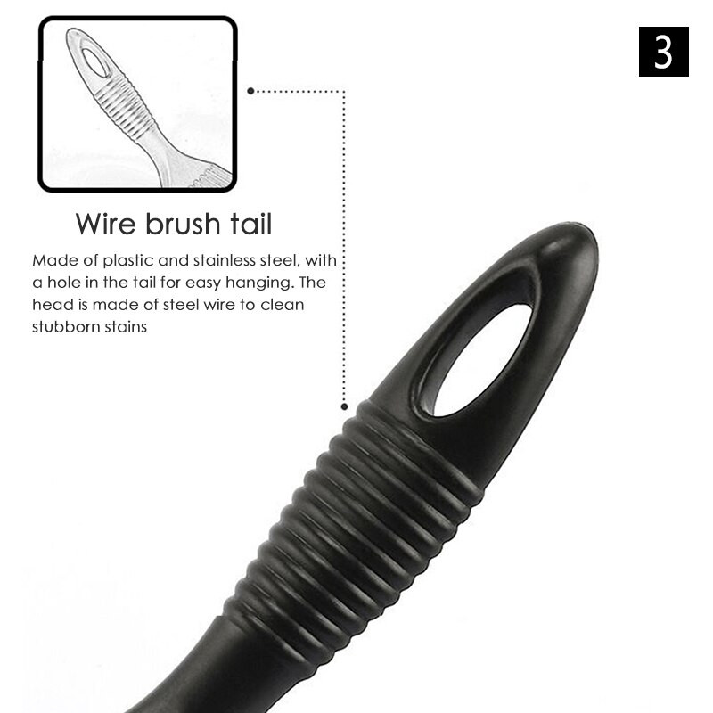 IVYSHION 3 în 1 colț perie din sârmă de cupru, grătar, cuptor, curățare, perie, sârmă de cupru, burete, lopată mâner lung