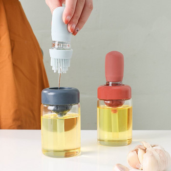 Φορητό γυάλινο μπουκάλι λαδιού με πινέλο σιλικόνης ψησταριά λαδιού πινέλο κουζίνα μαγειρικής ψησίματος μπάρμπεκιου δοσομετρητή λαδιού βούρτσες εργαλεία αξεσουάρ