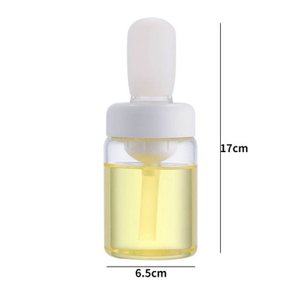 Sticlă portabilă de ulei de sticlă cu perie de silicon Perie de ulei pentru grătar Bucătărie Gătit Gătit Grătar Distribuitor de ulei Perii Accesorii pentru unelte