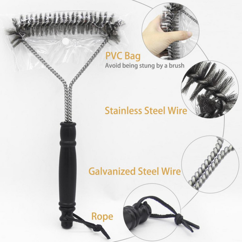 Barbecue Grill Grill Kefe Clean Tool Grill tartozékok Rozsdamentes acél sörték Tapadásmentes Tisztítókefék Grill tartozékok