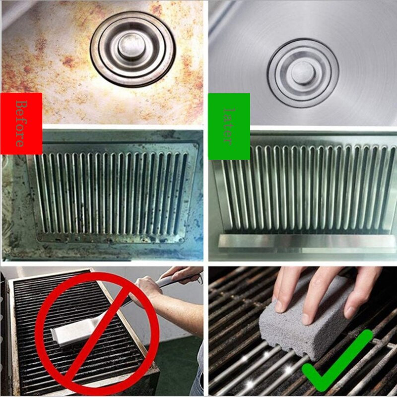 Āra bārbekjū tīrīšana ķieģeļu grila grila pumeka tīrīšana ķieģeļu cepšanas paplātes instrumenti Augstas temperatūras izturīga pumeka birste G