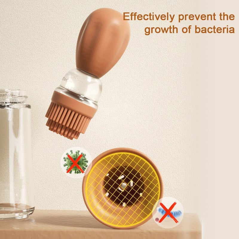 1/2 buc. Dozator de ulei de bucătărie cu perie Perie de ulei pentru grătar din silicon Sticlă de sticlă Recipient pentru sos de ulei pentru gătit la grătar.