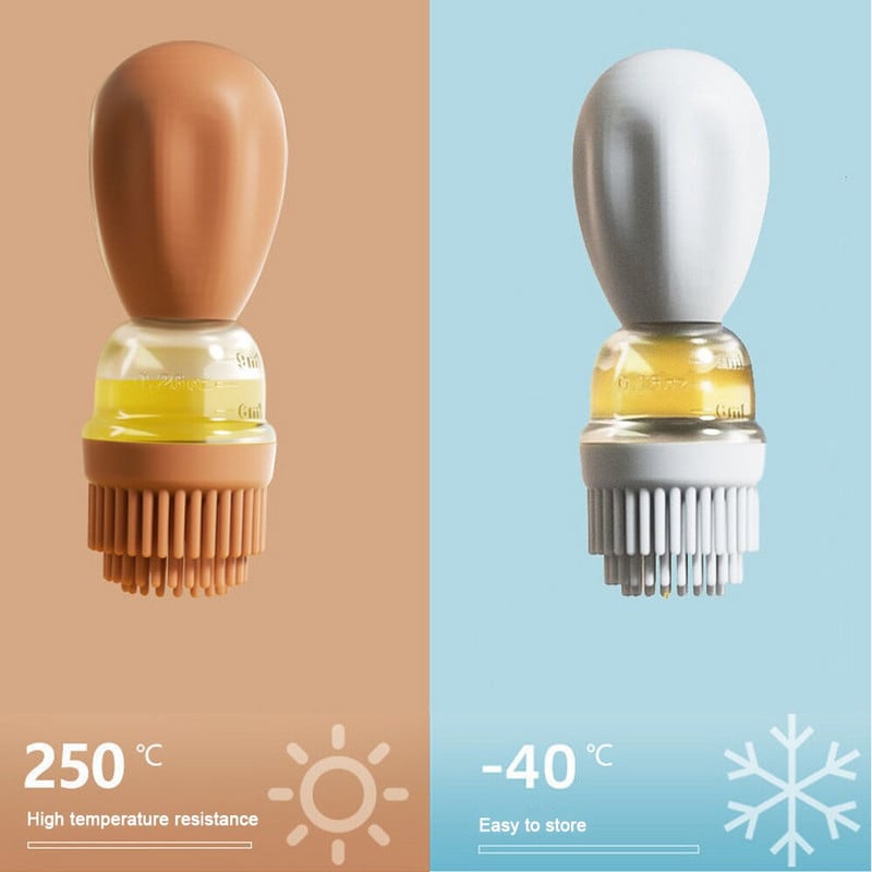 1/2 buc. Dozator de ulei de bucătărie cu perie Perie de ulei pentru grătar din silicon Sticlă de sticlă Recipient pentru sos de ulei pentru gătit la grătar.