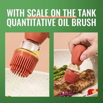 BBQ Oil Brushes Resistant High Temperature Kitchen Baking Control Quantitative Oil Brush Oil Dispenser Δοχείο φιάλης σιλικόνης