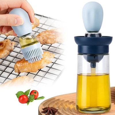 BBQ Oil Brushes Resistant High Temperature Kitchen Baking Control Quantitative Oil Brush Oil Dispenser Δοχείο φιάλης σιλικόνης