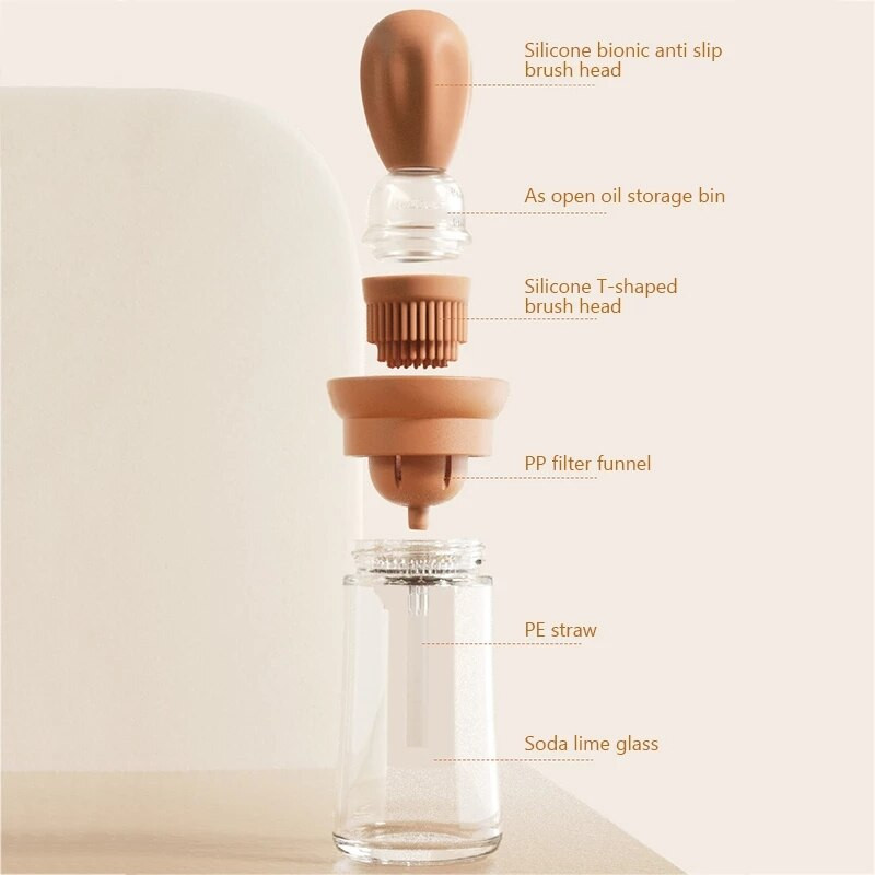 Perii de ulei pentru grătar Rezistente la temperaturi înalte Controlul coacerii în bucătărie Perie cantitativă pentru ulei Distribuitor de ulei Recipient pentru sticle din silicon